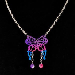 Handmade Handpainted Bisexual Butterfly Necklace